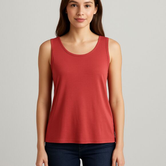 Eileen Fisher Red Rayon Tank Top | Size M - Picture 1 of 9